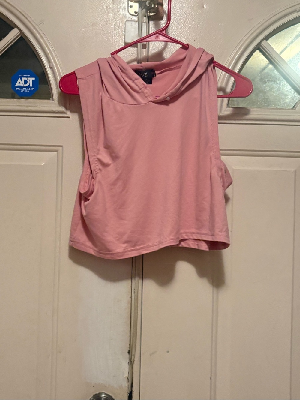 Love Brand Pink Sleeveless Cropped Hoodie Top